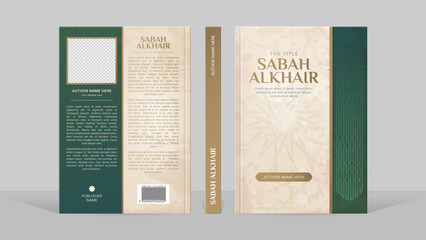 Islamic Arabic Style Book Cover Template Design with Arabesque Moroccan Pattern	