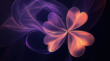 Minimalistic Abstract Violet and Orange Four-Leaf Clover 