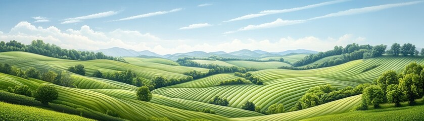 Rolling Green Hills Landscape.