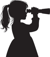 A person looking through a Binocular silhouette illustration isolated on a white background