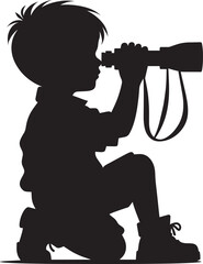 Naklejka premium A person looking through a Binocular silhouette illustration isolated on a white background