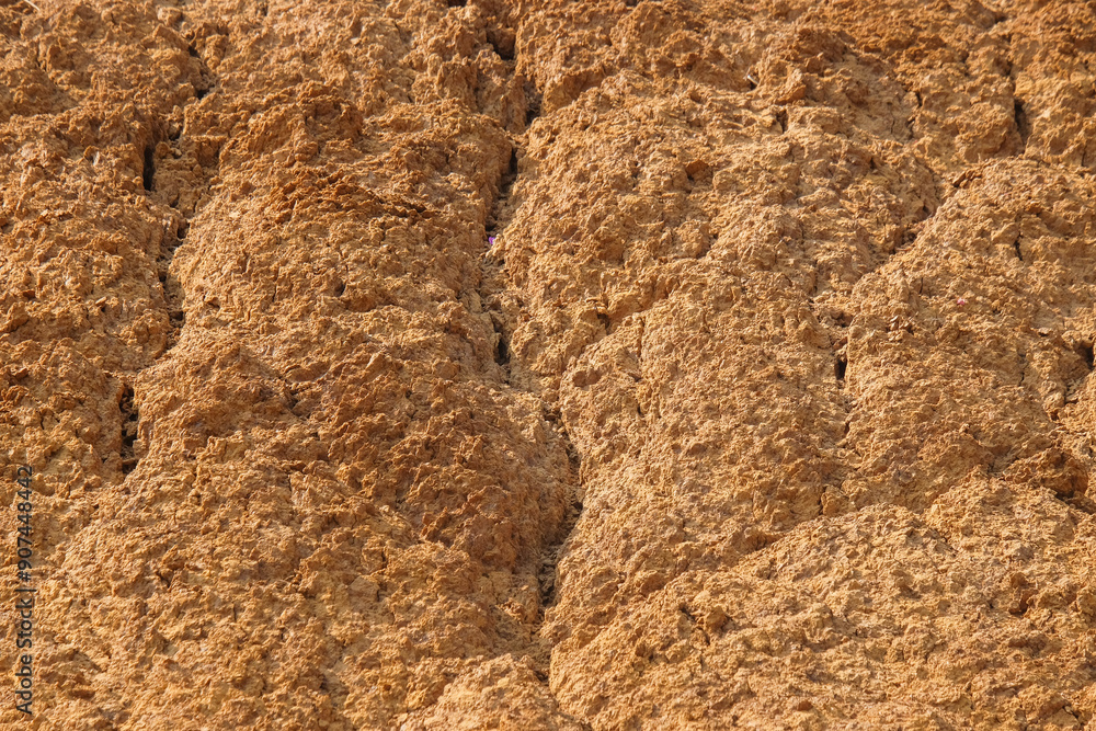 Poster the surface of the dry land is covered with abstract patterns, shapes and textures. excavated land. 