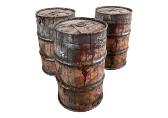 Fototapeta premium toxic barrels isolated on transparent background.