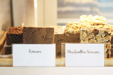 Delicious brownie cake at the coffee shop