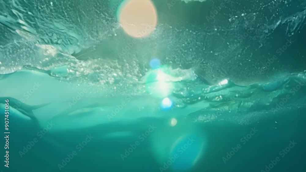 Poster closeup of a lone wave rushing towards the camera creating a mesmerizing swirling effect with its tu