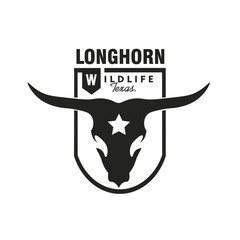 longhorn western texas badge vintage logo design vector illustration