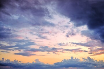 Gradient sky with beautiful clouds during the sunset