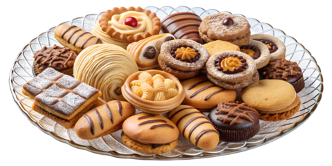 Assorted Cookies and Pastries on Transparent Background for Baking Designs. Perfect for: Christmas, bakeries, dessert shops, cooking classes