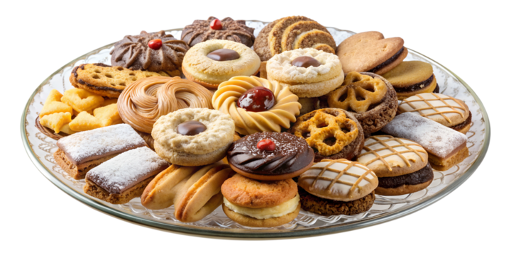 Assorted Cookies and Pastries on Transparent Background for Baking Designs. Perfect for: Christmas, bakeries, dessert shops, cooking classes