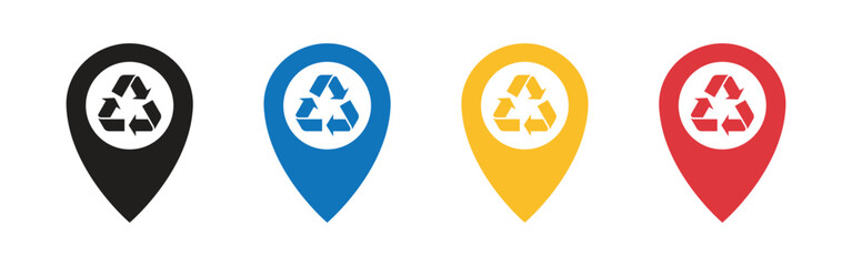 Vector Recycle Location Pin In Multiple Color