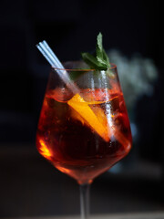 Bright cocktail with mint and orange