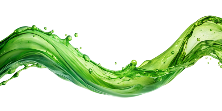 Green Liquid Wave Effect on Transparent Background for Dynamic Designs. Perfect for: Eco-friendly designs, nature themes, dynamic illustrations