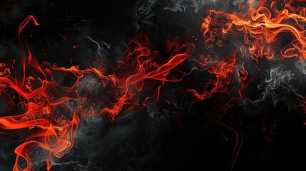 Fototapeta premium Black Fire Abstract Fiery Darkness Fiery Black Background.