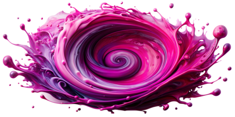 Magenta Liquid Vortex on Transparent Background for Energetic Designs. Perfect for: Graphic design, dynamic themes, vibrant illustrations