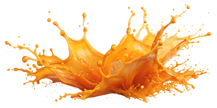 Orange Liquid Splash on Transparent Background for Vibrant Designs. Perfect for: Dynamic visuals, vibrant graphics, energetic designs