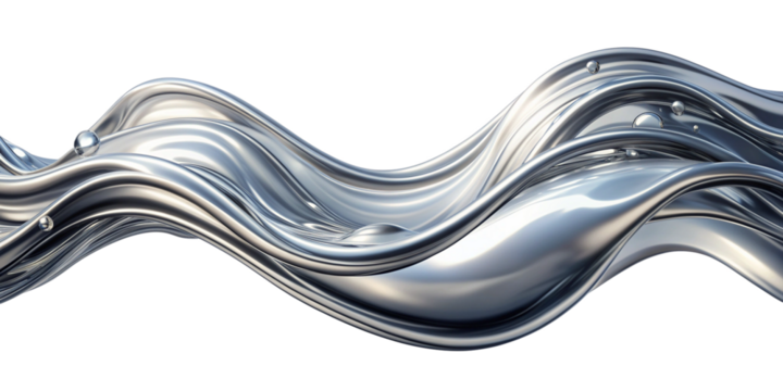 Silver Liquid Flow on Transparent Background for Sophisticated Designs. Perfect for: Modern designs, sophisticated themes, sleek visuals