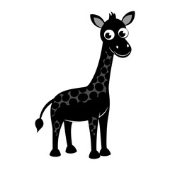 Obraz premium Vector silhouette of a cartoon giraffe on white background