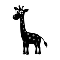 Fototapeta premium Vector silhouette of a cartoon giraffe on white background