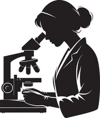 Microscope science equipment silhouette vector illustration isolated on a white background