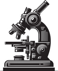 Microscope science equipment silhouette vector illustration isolated on a white background