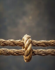 Fototapeta premium Visual Representation of Trust as Two Diverse Ropes Tied Together, Symbolizing an Unbreakable Chain of Dependence and Support for a Reliable Partner