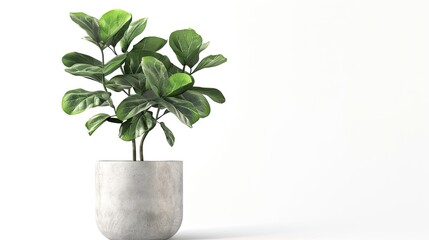 Obraz premium Decorative and ficus fig plant in concrete vase isolated on white background