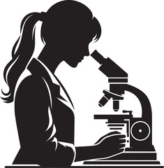 Microscope science equipment silhouette vector illustration isolated on a white background