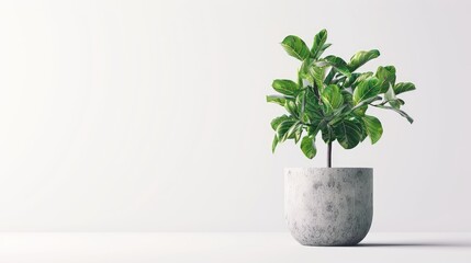 Fototapeta premium Decorative and ficus fig plant in concrete vase isolated on white background