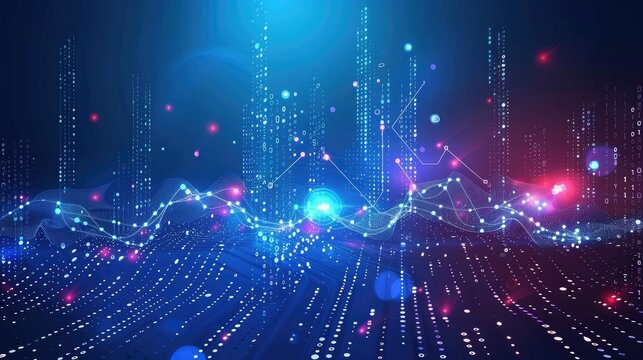 Digital technology abstract background. Artificial intelligence  deep learning and big data concept. Tech visual for interface template. Partical digital technology abstract