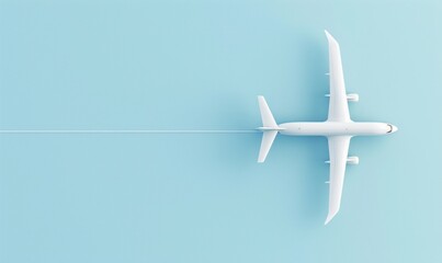 White Airplane on a Blue Background