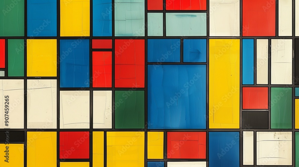 Poster colorful blocks arranged in a grid form a vibrant background