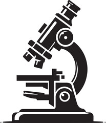 Microscope science equipment silhouette vector illustration isolated on a white background