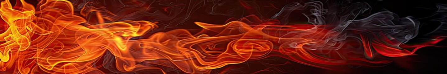 Fototapeta premium Fire flames on black background.