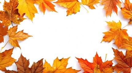 frame from colored autumn leaves isolated on white background.