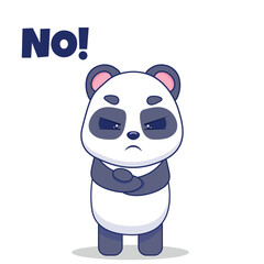 
Angry panda says no. Isolated vector illustration in kawaii style.
