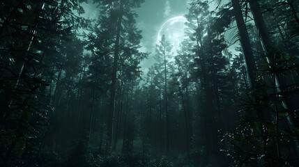 Fototapeta premium Mystical Full Moon Forest