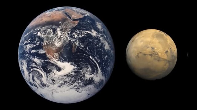Visual Comparison of Earth and Mars.