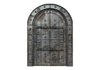 vaulted metal bank door isolated on transparent background.