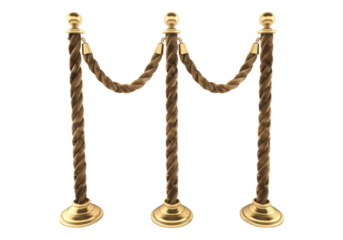 velvet rope and golden barriers isolated on transparent background.