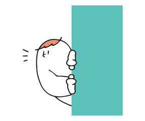 壁から顔を覗かせるヒト