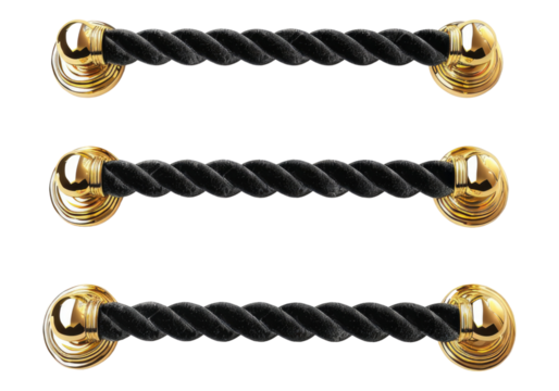 velvet rope and golden barriers isolated on transparent background.
