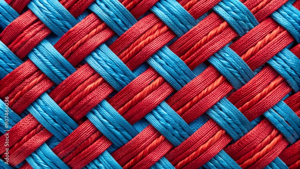 Poster interweaving tapestry of crimson and azure generative ai