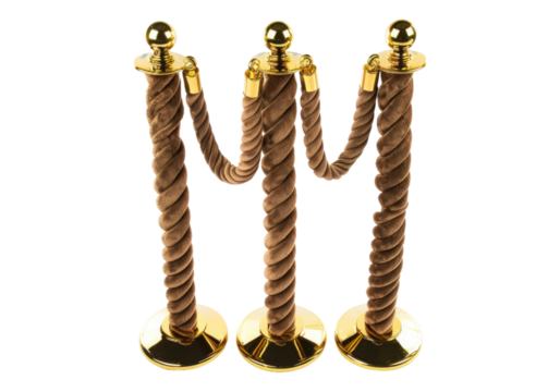 velvet rope and golden barriers isolated on transparent background.