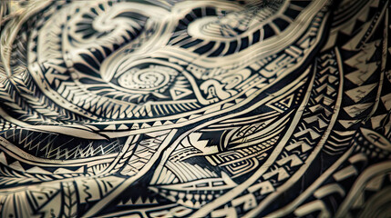 Obraz premium Tribal Tattoo Ink Intricate Designs Etched in Black Background AI Generative