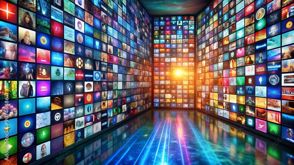 Poster the glow of infinite content: a visual exploration of binge-watching ai generated