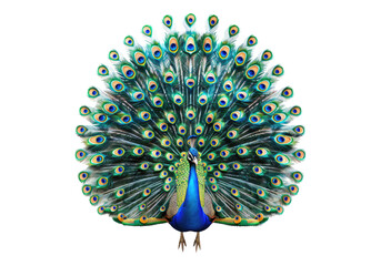 vibrant peacock isolated on transparent background.