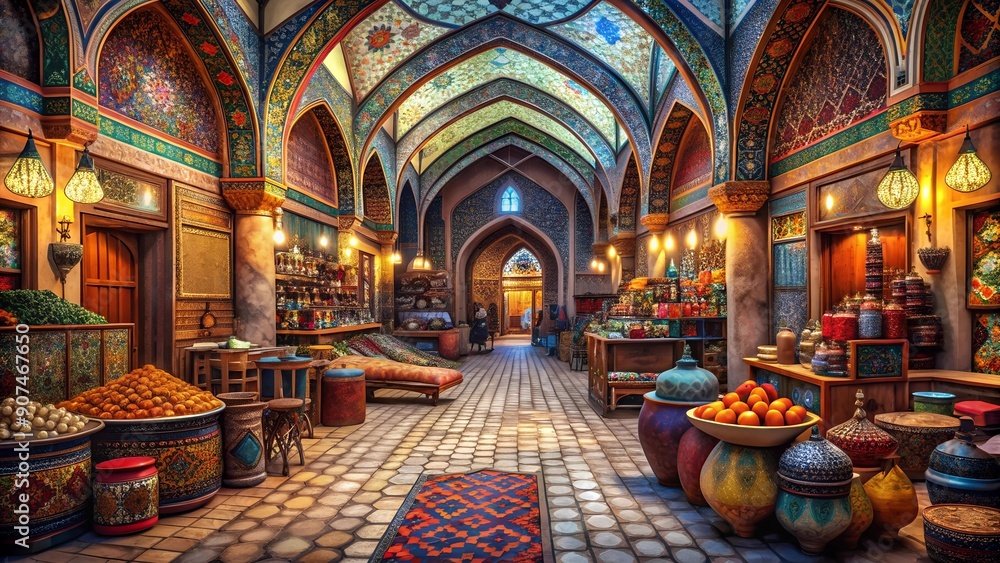 Poster a tapestry of time: the enchanting hues of an ancient bazaar generative ai