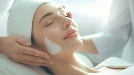 A offering skincare advice or tips to the client after the treatment, with a focus on the client’s refreshed appearance and the professional guidance being given