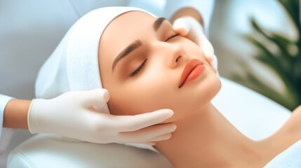 A offering skincare advice or tips to the client after the treatment, with a focus on the client’s refreshed appearance and the professional guidance being given