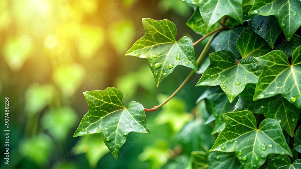 Poster emerald dew drops on emerald vines ai generated